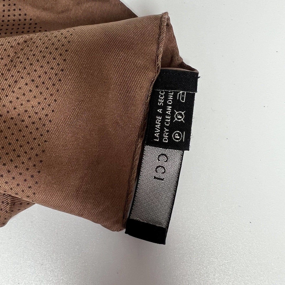 Gucci Brown Handkerchief 100% Silk with Polka Dots Has Small Marks * 45x45 - Picture 4 of 4